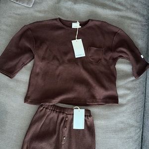 NWT Kindly Waffle Knit 3T Brown Matching Set - hemp cotton linen wool